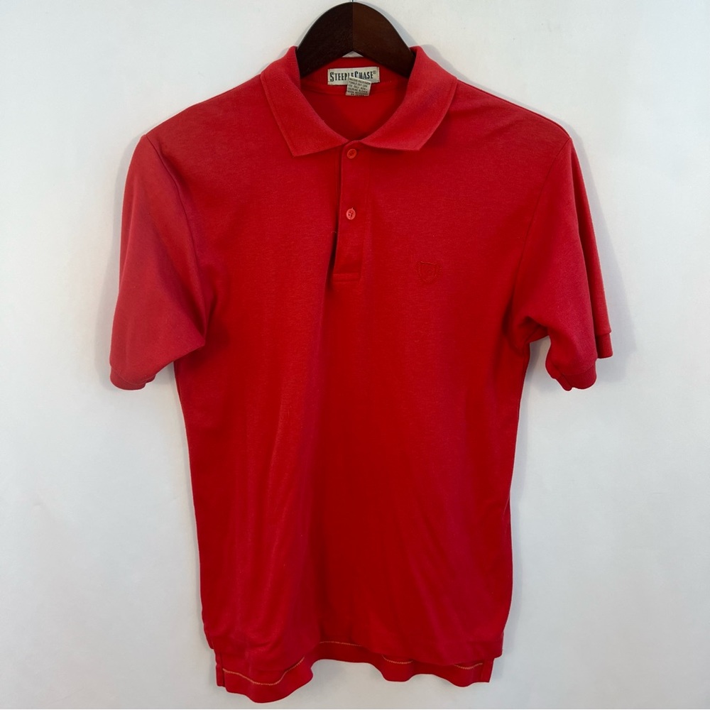 Vintage Steeple Chase Mens S SMall Polo Short Sleeve Shirt Red Embroidered Logo
